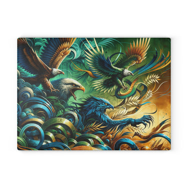 Tempered Glass Jaguar Cutting Board with Graffiti Jungle Art